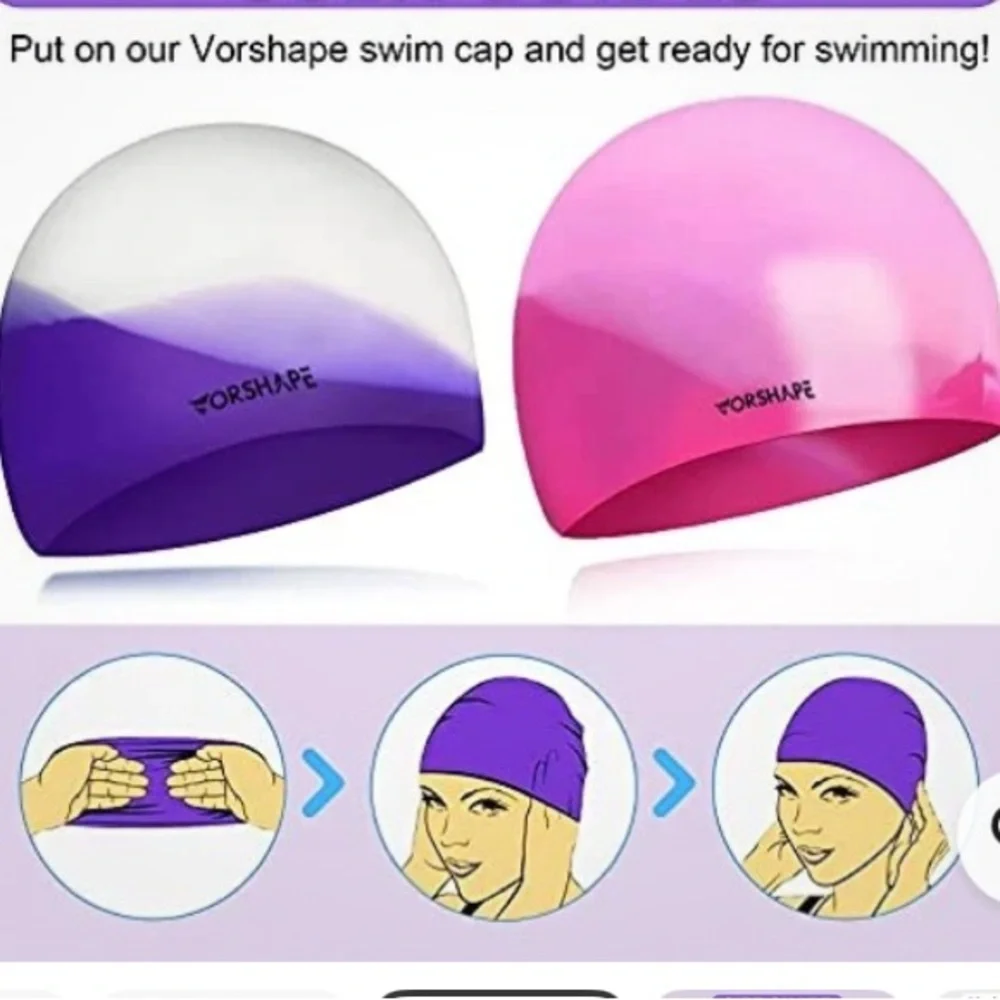 Vorshape Kids Swim Caps - Purple and Pink. Size S. New
